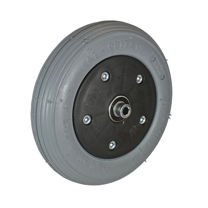 Rad mit Ku.-Felge zweiteilig schwarz
Reifen pannensicher 180x45mm grau
Bohrung 8,0mm / NL 60mm