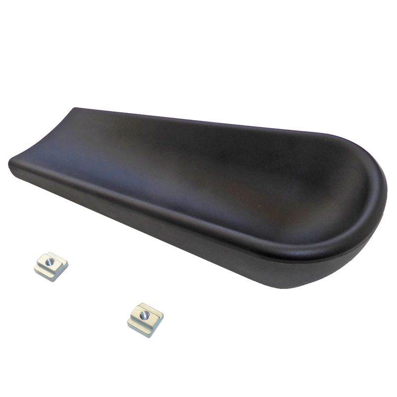 Appui bras hémi, mesures 285x122x75mm
Couleur noir, matériel en polyuréthane
Rail en alu + 2 coulisseuax M6