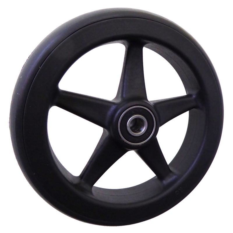 Roue à jante plastique léger noir
Pneu à gomme pleine 125x24mm noir
Moyeu Ø x longeur: 8,0mm x 25mm