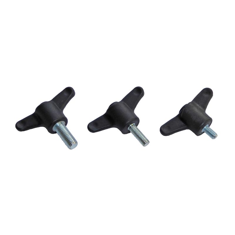 Flügelschraube M8x20
Griff: Kunststoff, Schwarz, 50mm
Aussengewinde: Stahl verzinkt