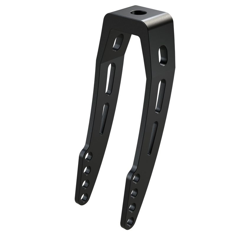 Design-Lenkgabel bis Rad-Ø200mm
Mat. Alu schwarz, Aufnahme Ø12mm
4 Loch für Radnaben Ø8mm x L46mm