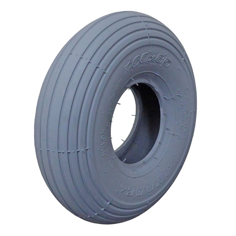 Bereifung 3.00-4" (260x85mm)
Farbe grau, Profil Rille (R-103)
Reifendruck: 2.5 Bar