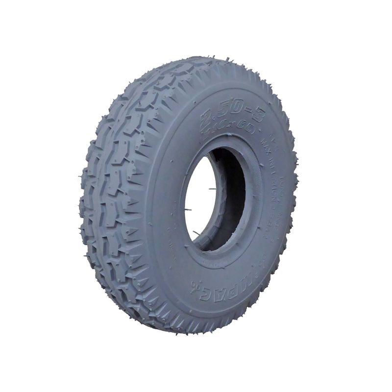 Bereifung 2.50-3" (210/65mm)
Farbe grau, Profil Block (R-109)
Reifendruck: 2.5 Bar