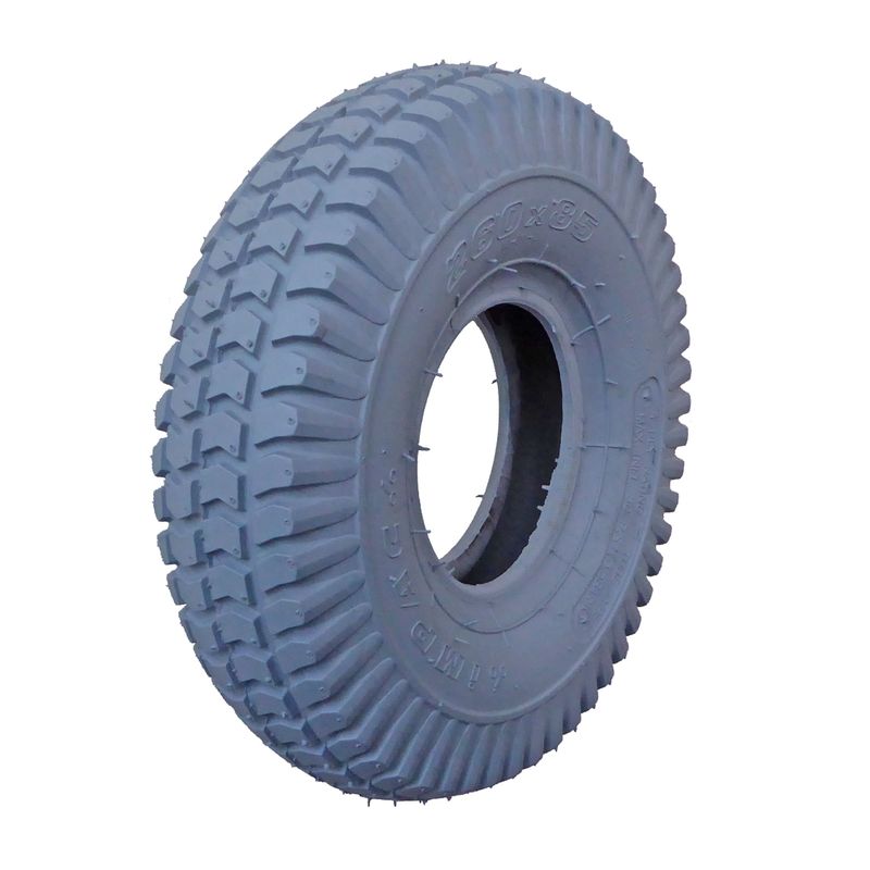 Bereifung 3.00-4" (260x85mm)
Farbe grau, Profil Block (R-101)
Reifendruck: 2.5 Bar