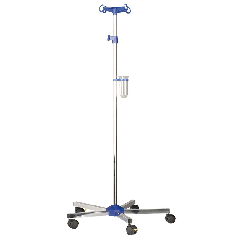 Infusionsständer verchromt/blau
Höhe einstellbar, auf Rollenständer
Flaschenkreuz Kunststoff, vierarmig