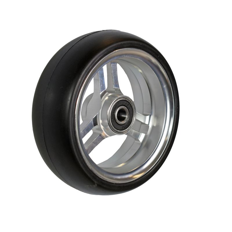 Roue à jante alu léger 4x1,4" argent
Pneu en polyuréthane 100x35mm noir
Moyeu Ø x longeur: 8,0mm x 25mm