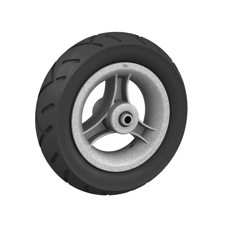 Rad mit 3-Speichen Ku.-Felge grau
PU-Reifen 190x50mm schwarz (Race)
Bohrung 8,0mm / NL 60mm