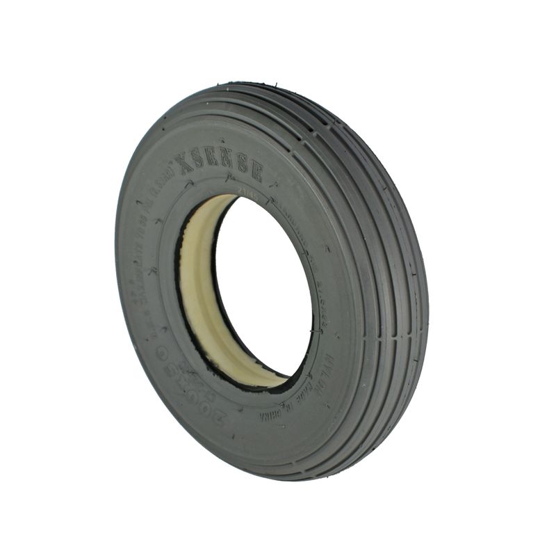 Pneu increvable 200x50mm (remplit PU)
Couleur gris, profile rainuré (R-103)
Espace du fond de jante: 28mm