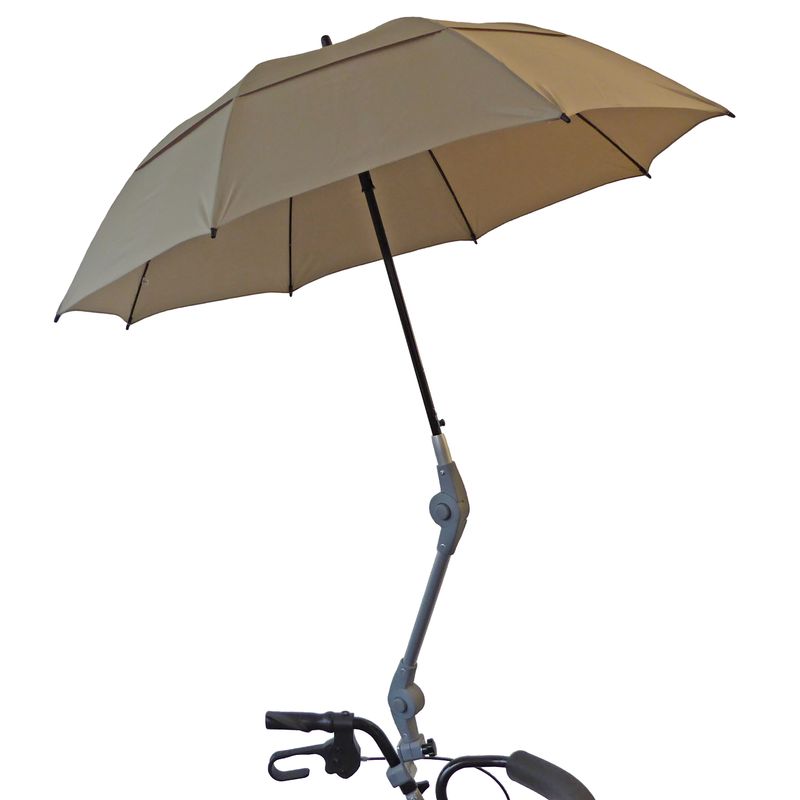 Parapluie pour déambulateur jaune/gris
A ouverture automatique
Y compris adaptateurs pour tubes div.