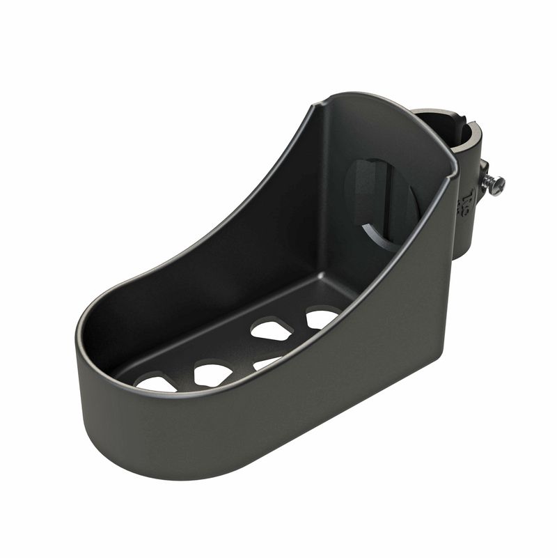 Stockhalter für 2 Stöcke längs Anbau
Farbe: Schwarz, inkl. Gurtband
Schraub-Schelle orientierbar für Rohr-Ø28