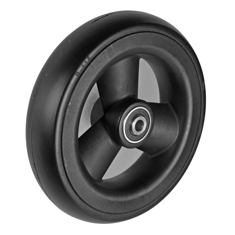Rad mit 3-Hohlspeichen-Felge schwarz
PU Reifen 175x35mm schwarz
Bohrung 8,0mm / NL 46mm