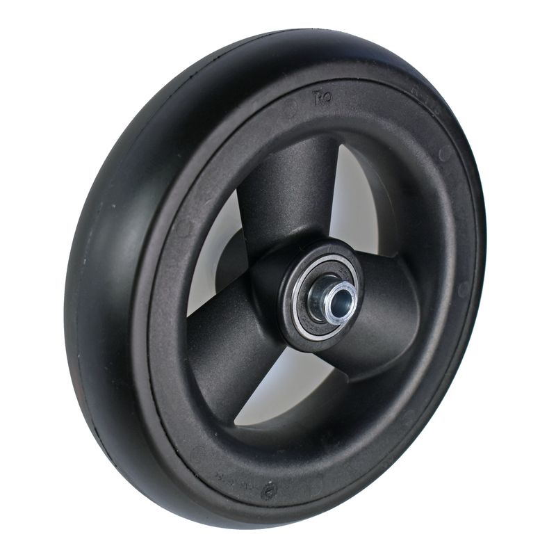 Rad mit 3-Hohlspeichen-Felge schwarz
PU Reifen 175x35mm schwarz
Bohrung 8,0mm / NL 60mm