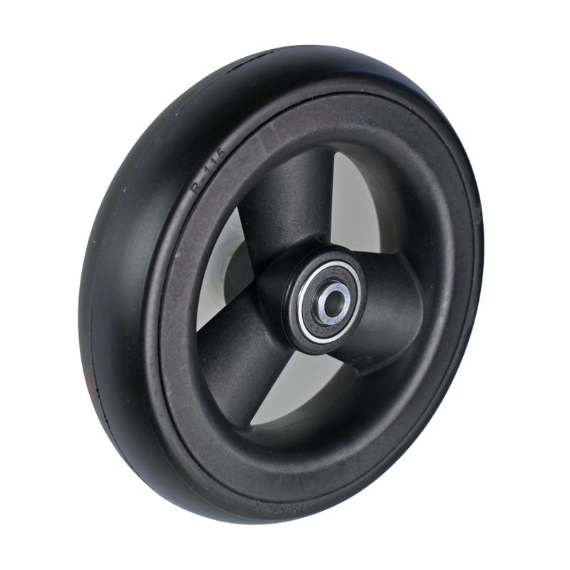 Roue à jante plastique à 3 rayons noir
Pneu en polyuréthane 150x32mm noir
Moyeu Ø x longeur: 8,0mm x 36mm