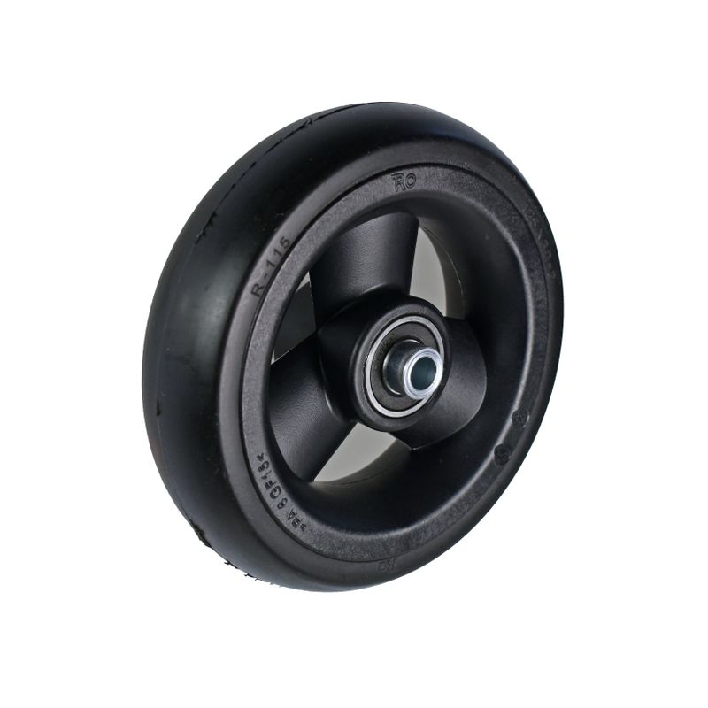 Roue à jante plastique à 3 rayons noir
Pneu en polyuréthane 125x30mm noir
Moyeu Ø x longeur: 8,0mm x 46mm