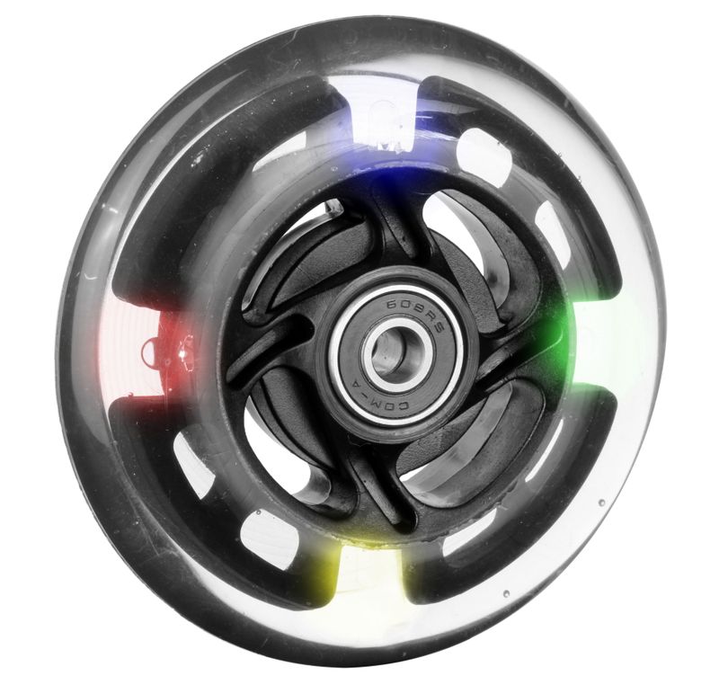 Roue de skate à jante plastique noir
Pneu en polyuréthane 100x24mm aux LED
Moyeu Ø x longeur: 8,0mm x 25mm
