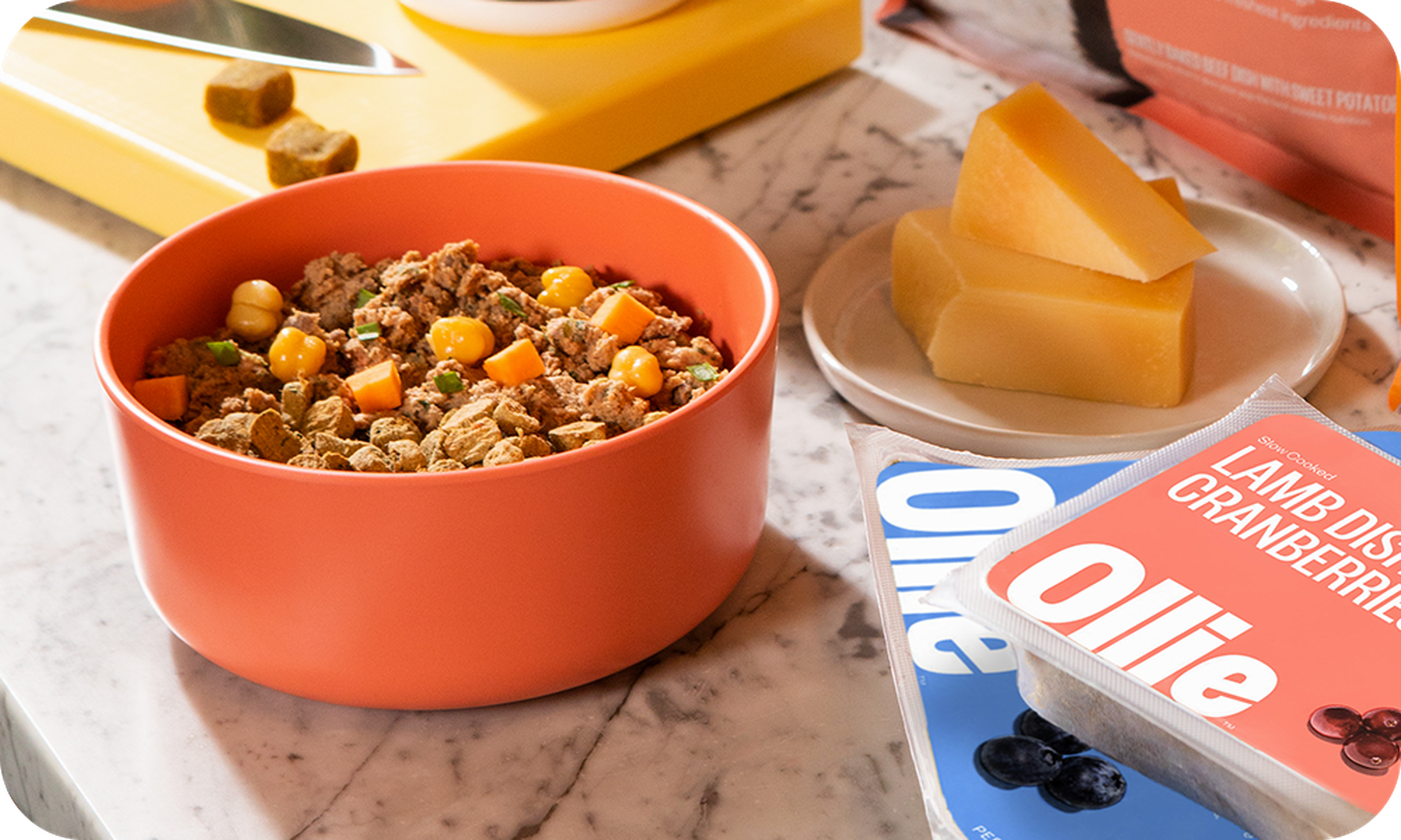 Ollie's fresh food in a bowl