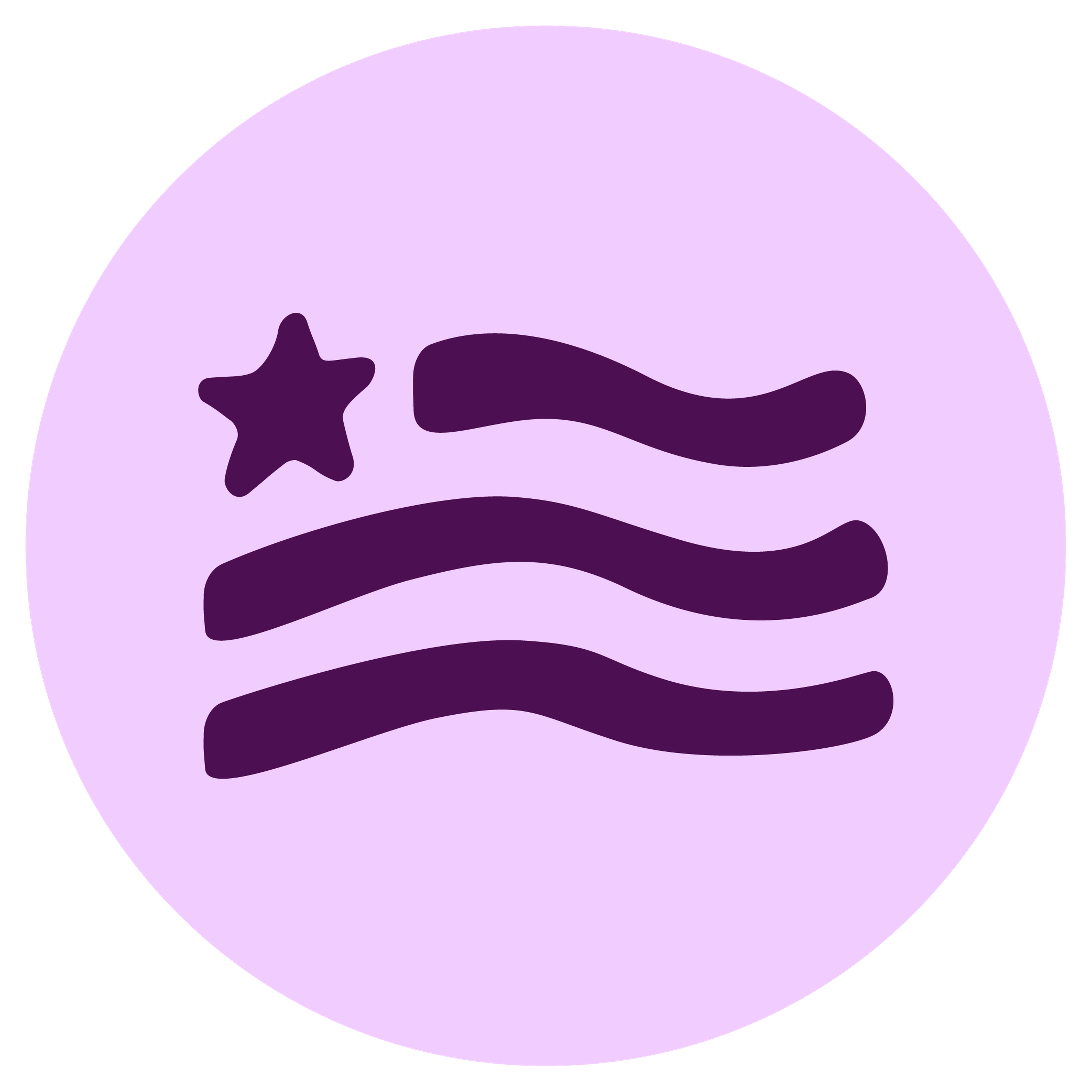 lilac circle with dark purple illustration of US flag