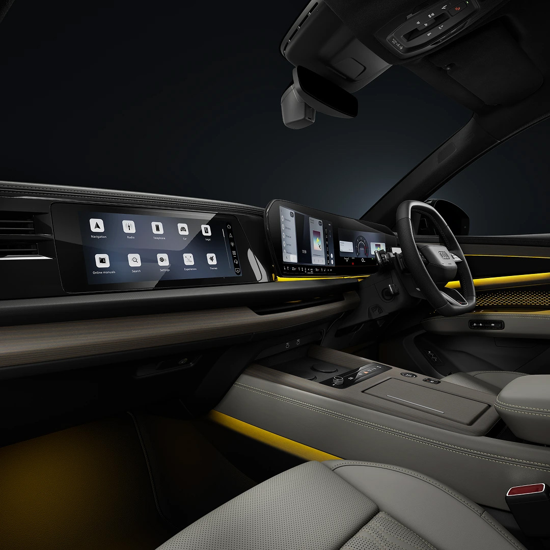 q9-interior-1 The interior of an Audi Q9 lit up yellow