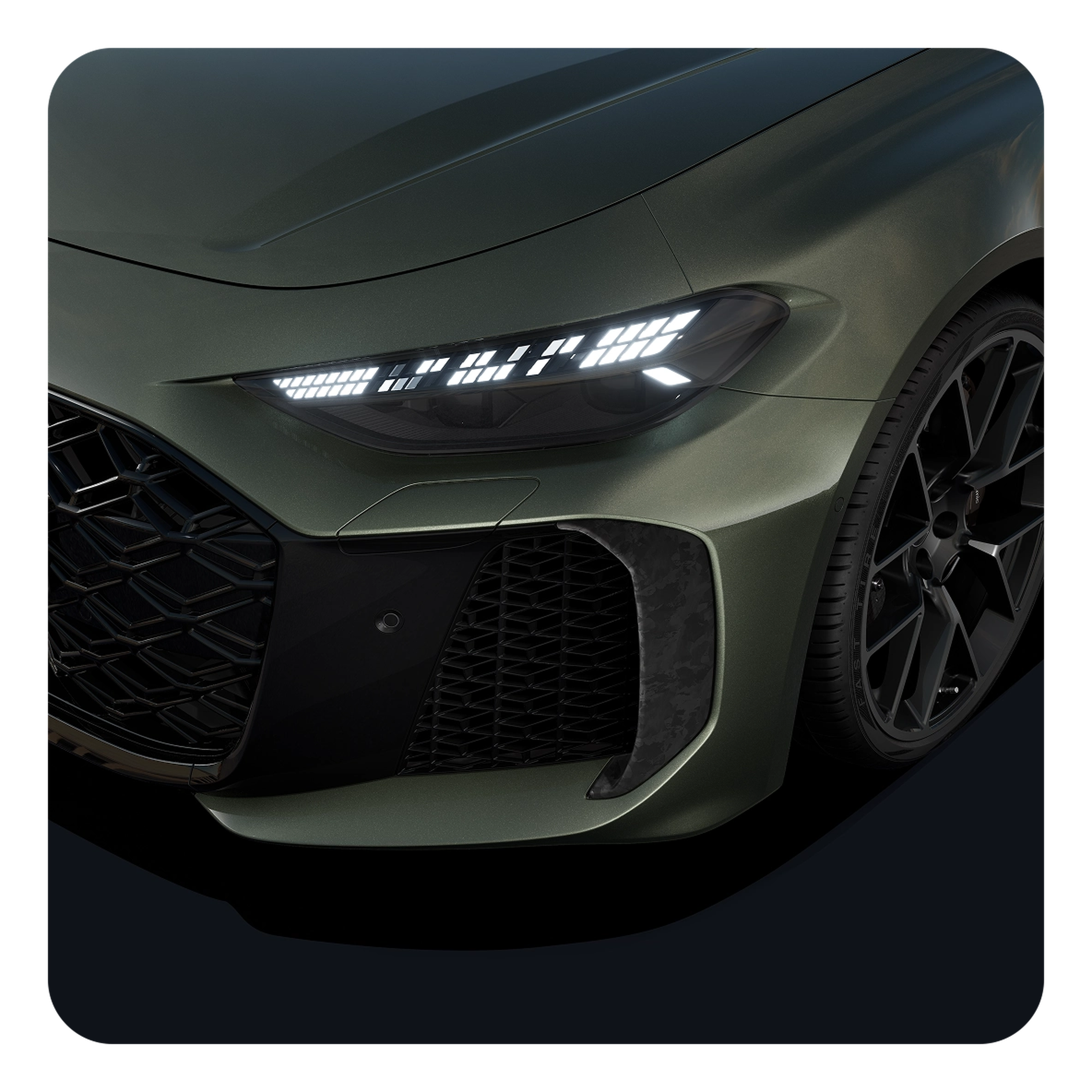 Close up photo of the RS 5 headlight design.