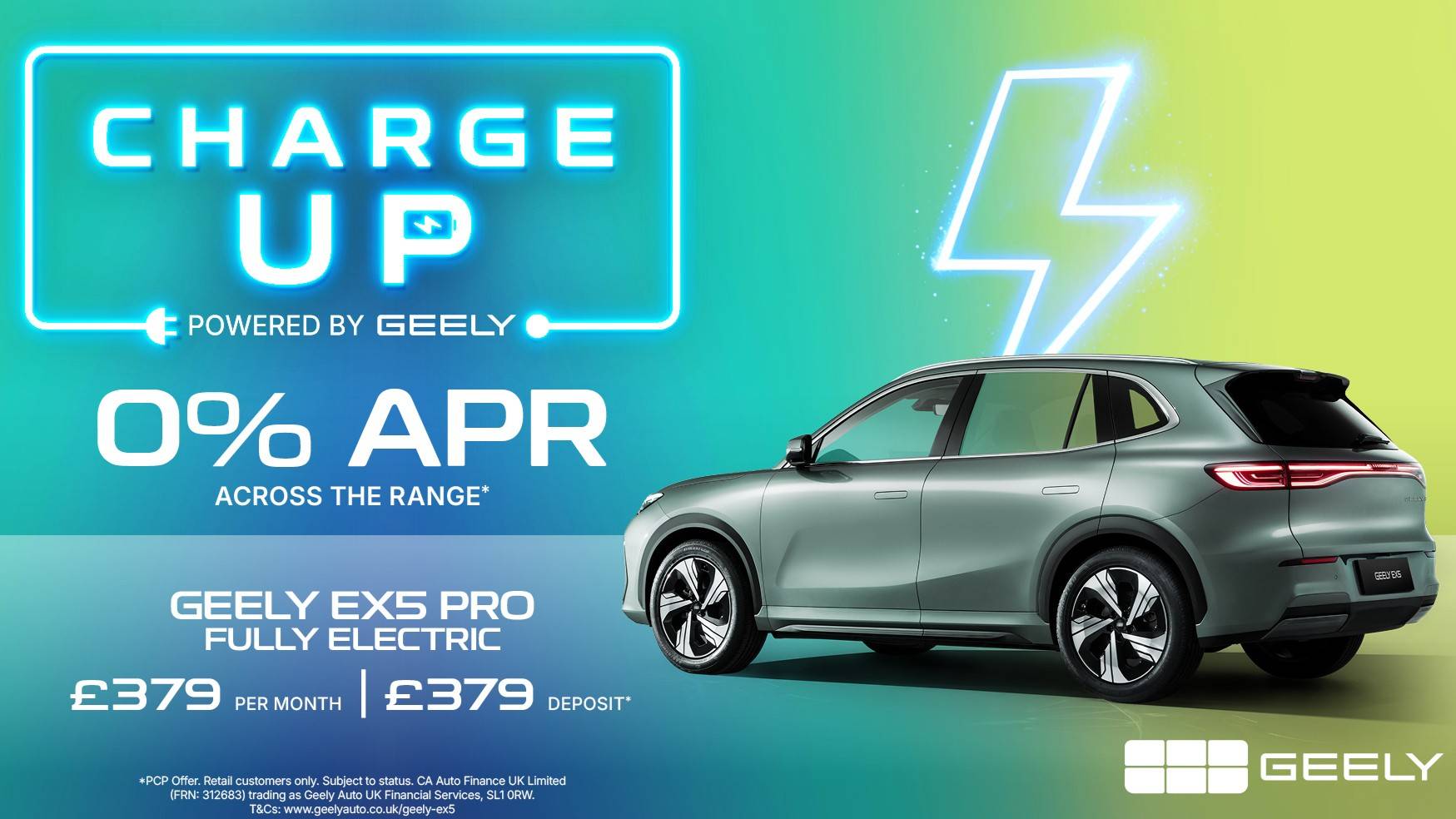 Geely EX5 Charge up Campaign with £250 electroverse Charge Credit