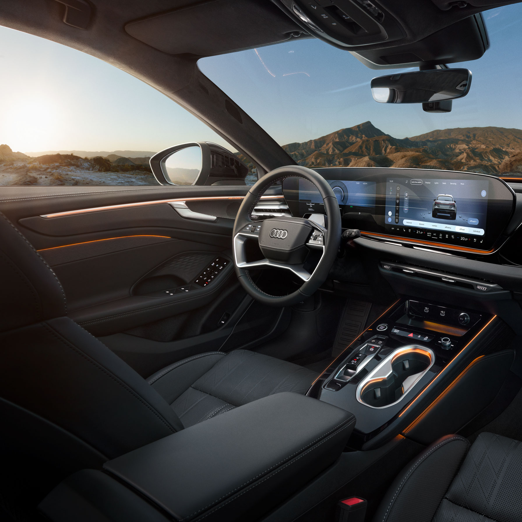 Audi A6 allroad Interior 1 Interior of an Audi A6 allroad, displaying the steering wheel and dashboard