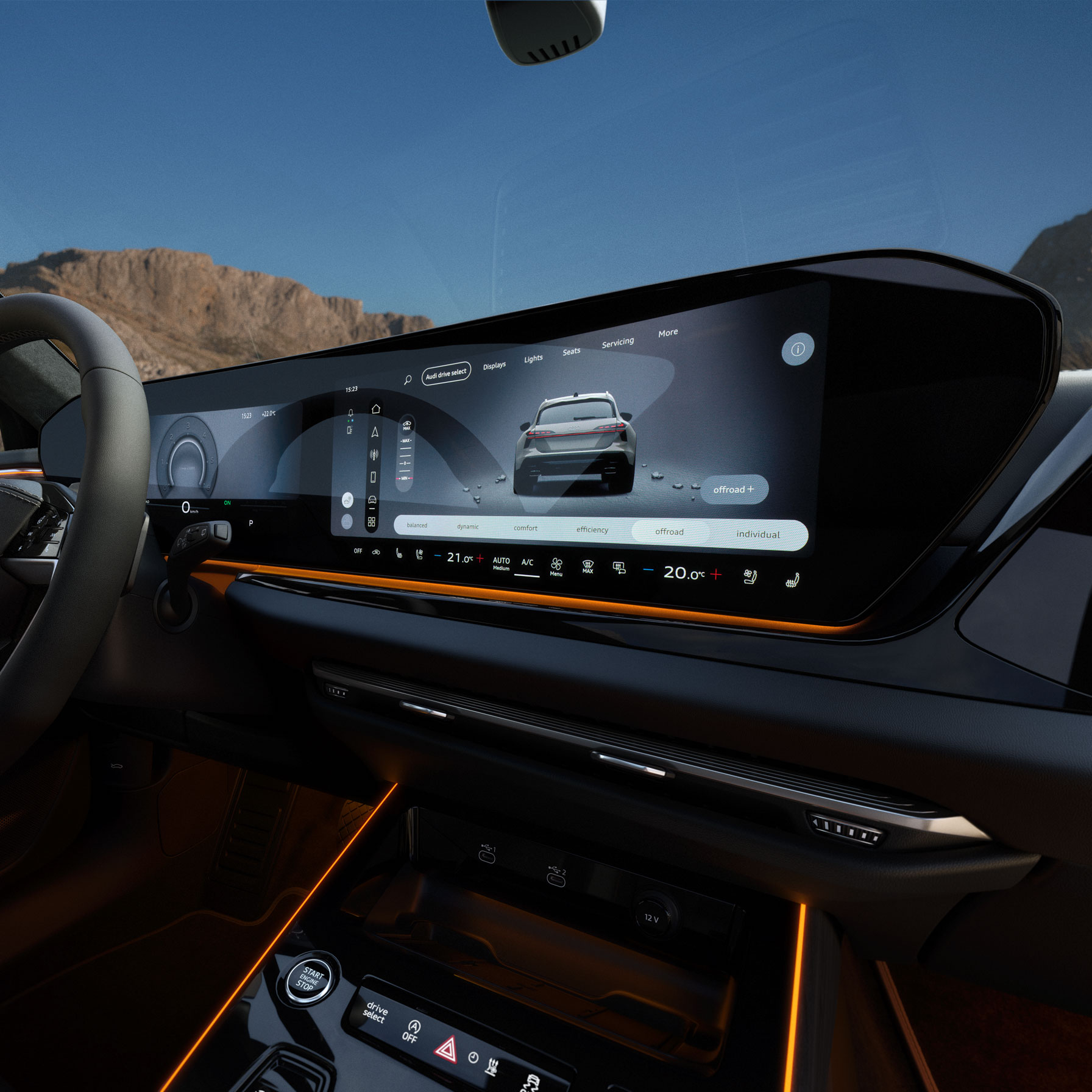 Audi A6 allroad Interior 2 Interior of the Audi A6 allroad, displaying the curved dashboard