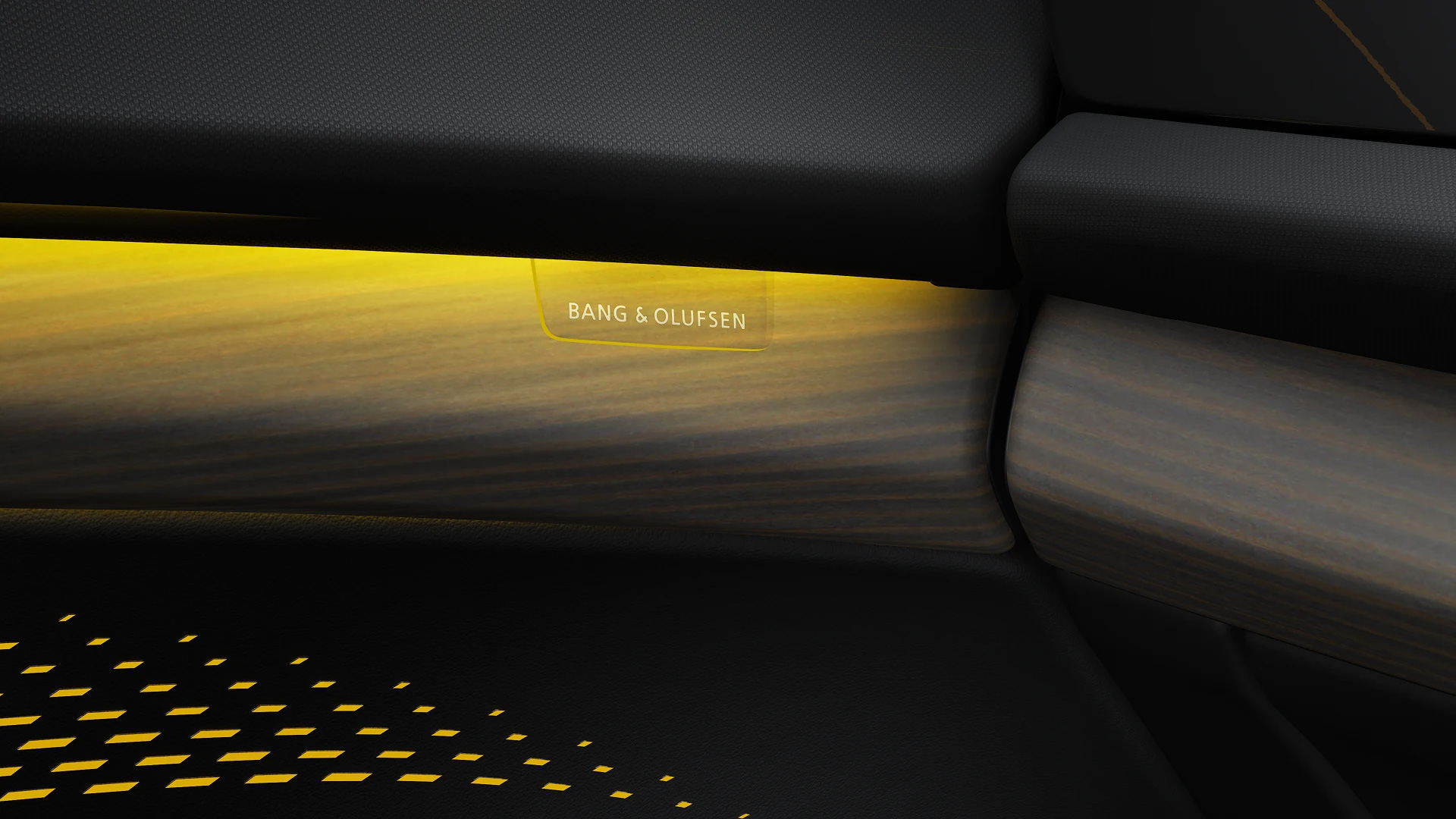 q9-tech-2 Close up of the Bang & Olufsen sound system inside the Audi Q9