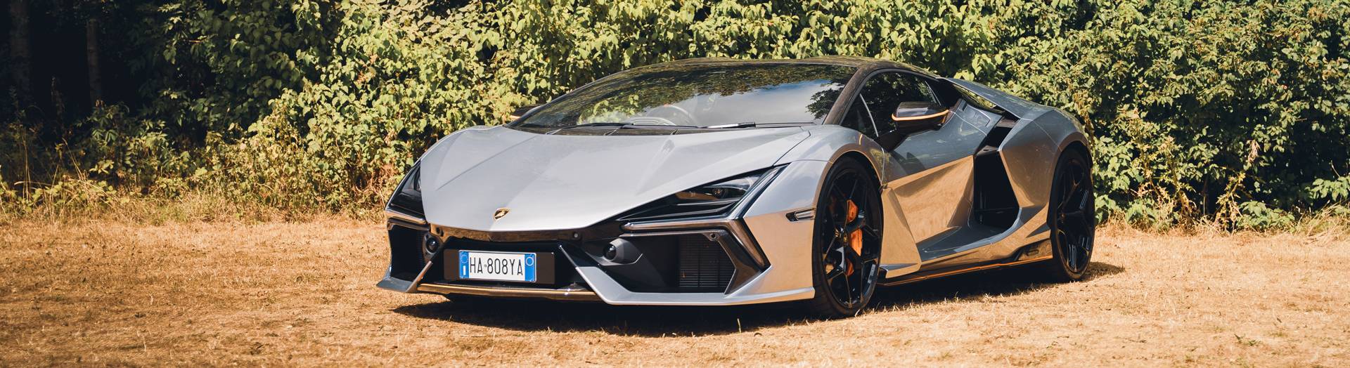 Lamborghini Revuelto in silver with orange trims