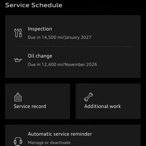 myAudi Service Reminder Screenshot of a service reminder in the myAudi App