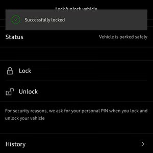 myAudi Lock and Unlock Screenshot of the lock and unlock feature on the myAudi App