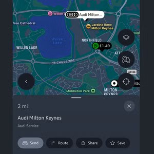 myAudi Destinations Screenshot of a shared location in the myAudi App