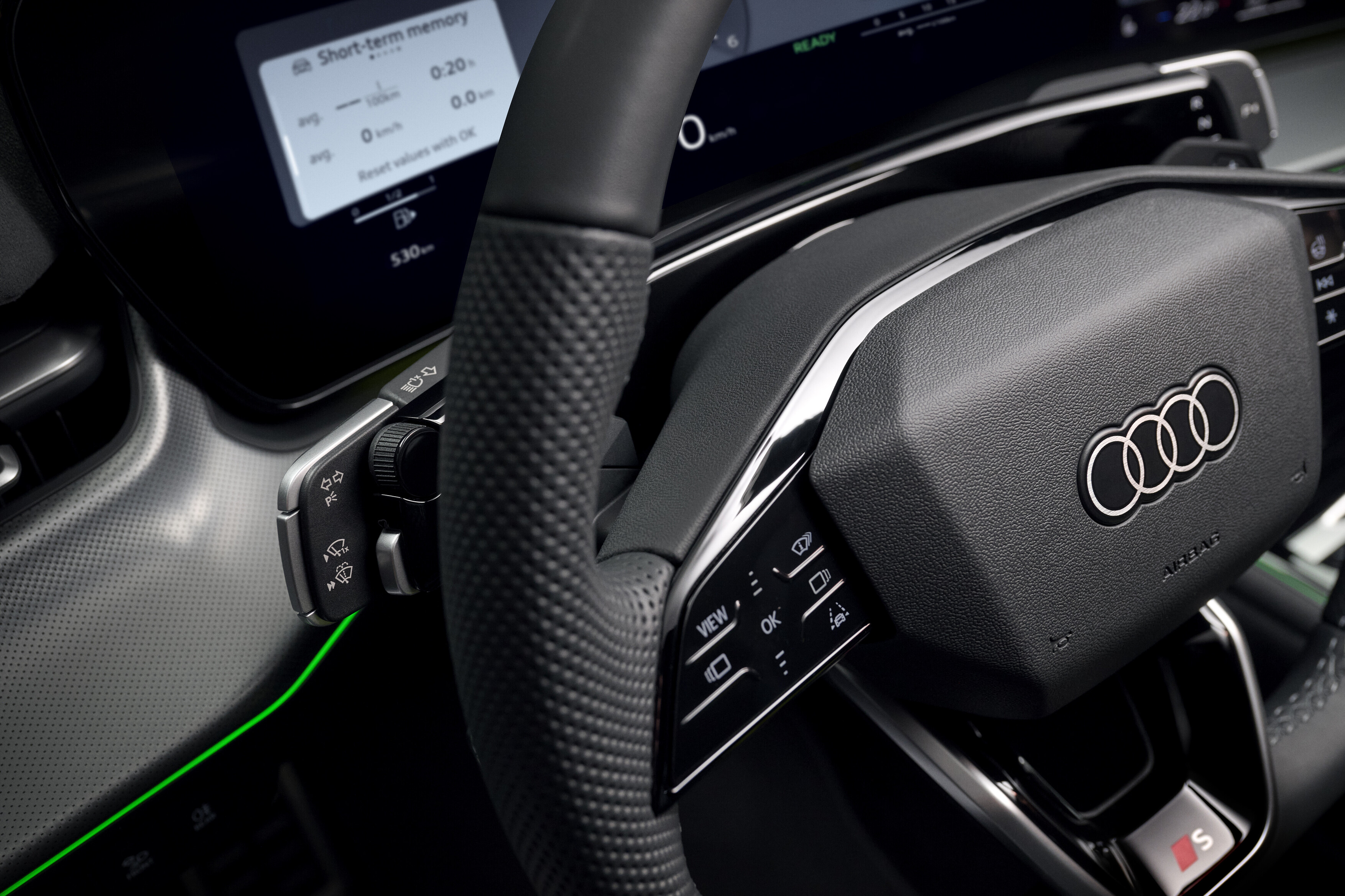 q3 sportback close up interior steering wheel