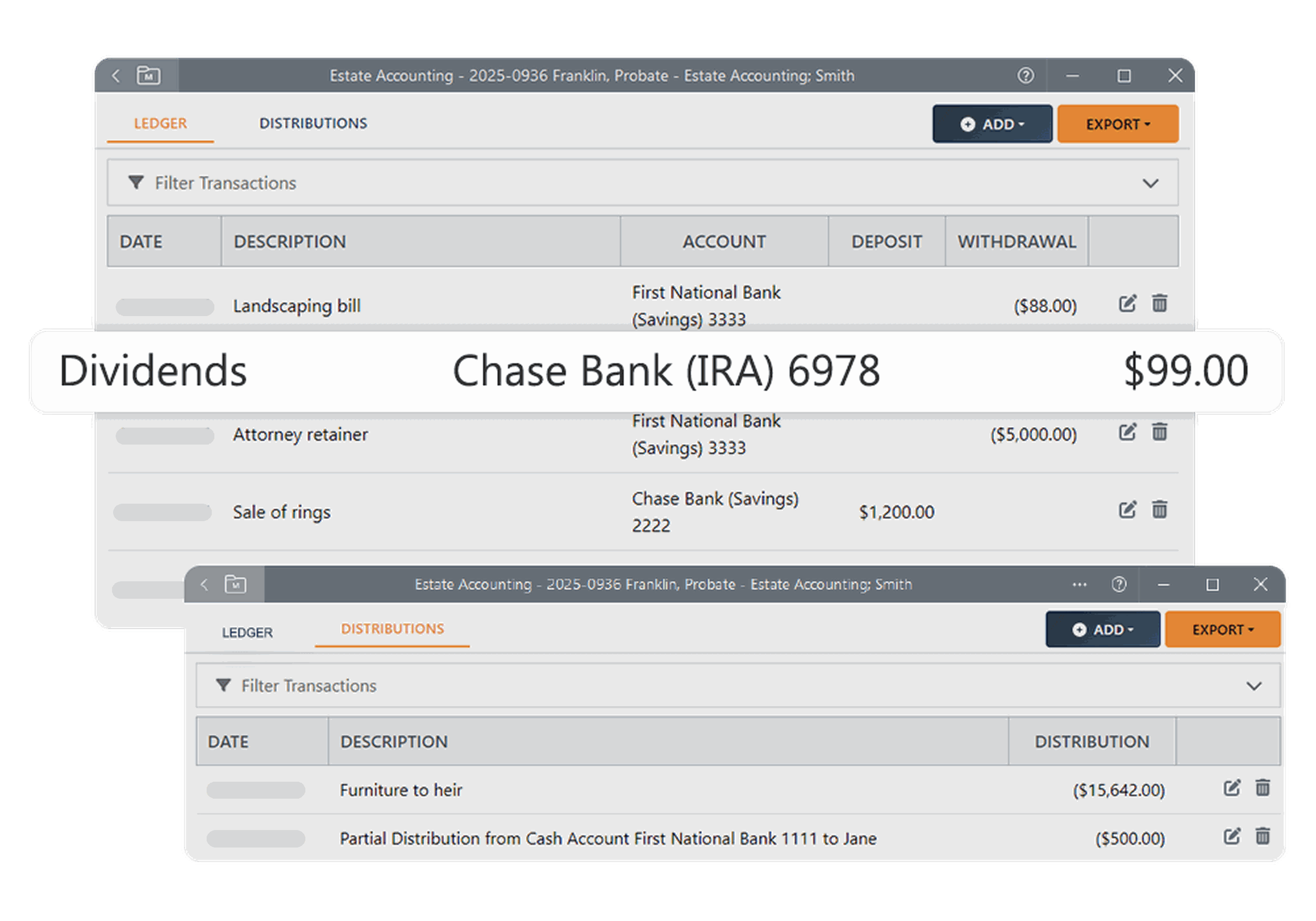 Preview of estate accounting feature in LEAP.