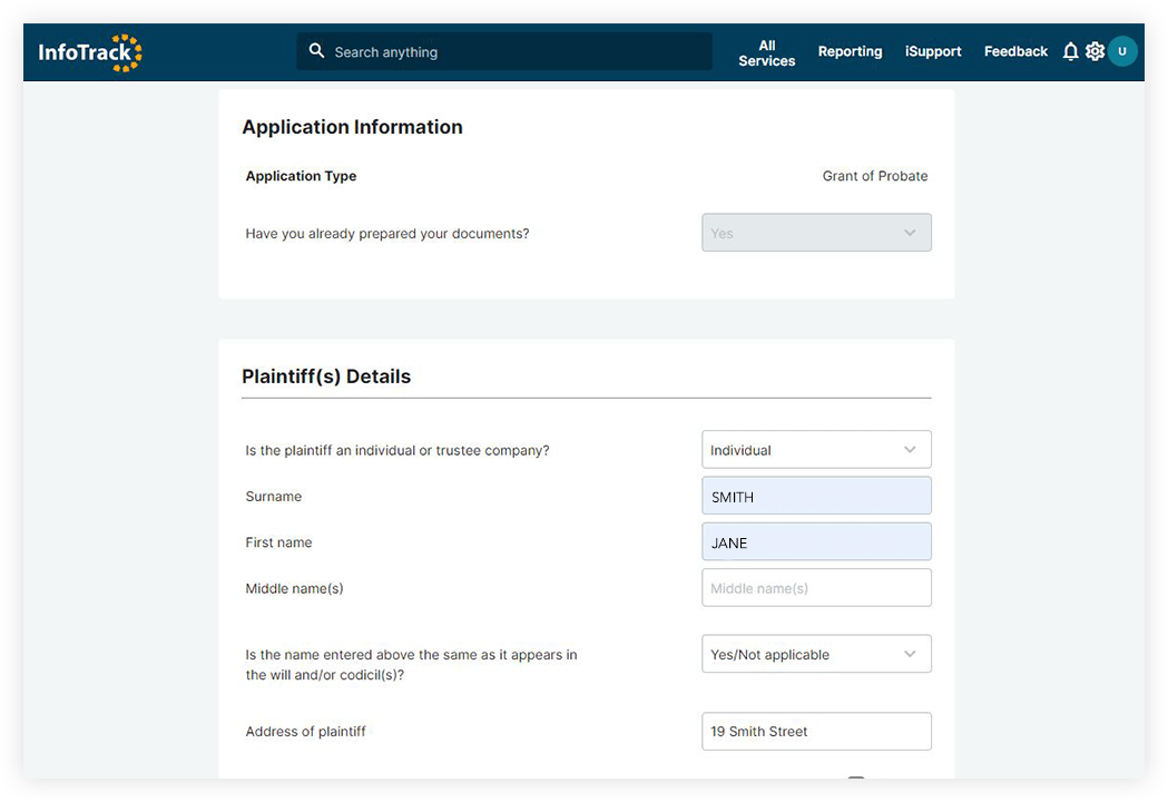 Exclusive Integrations InfoTrack Probate e-filing