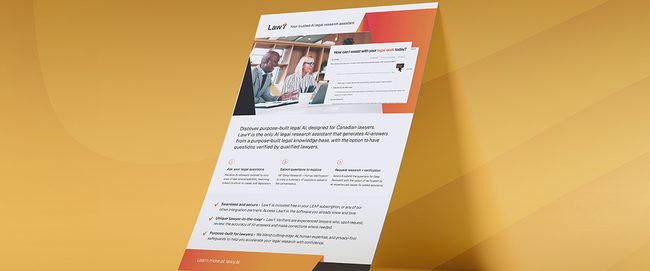 A flyer featuring business professionals in a meeting, with text detailing services and benefits on a gradient orange background.