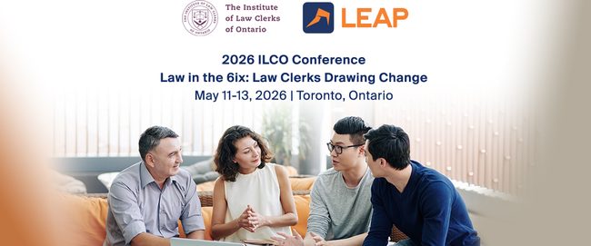 Four people in discussion, with text promoting the 2026 ILCO Conference in Toronto. Event details and logos are displayed above.