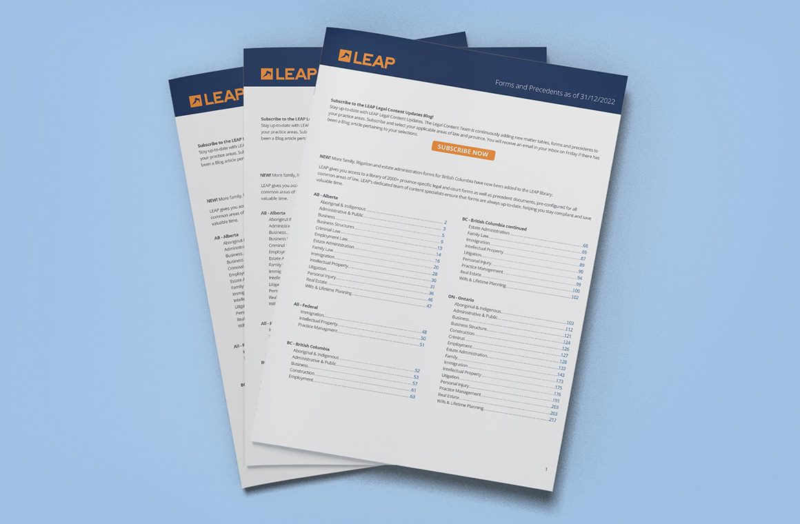 court forms and precedents list