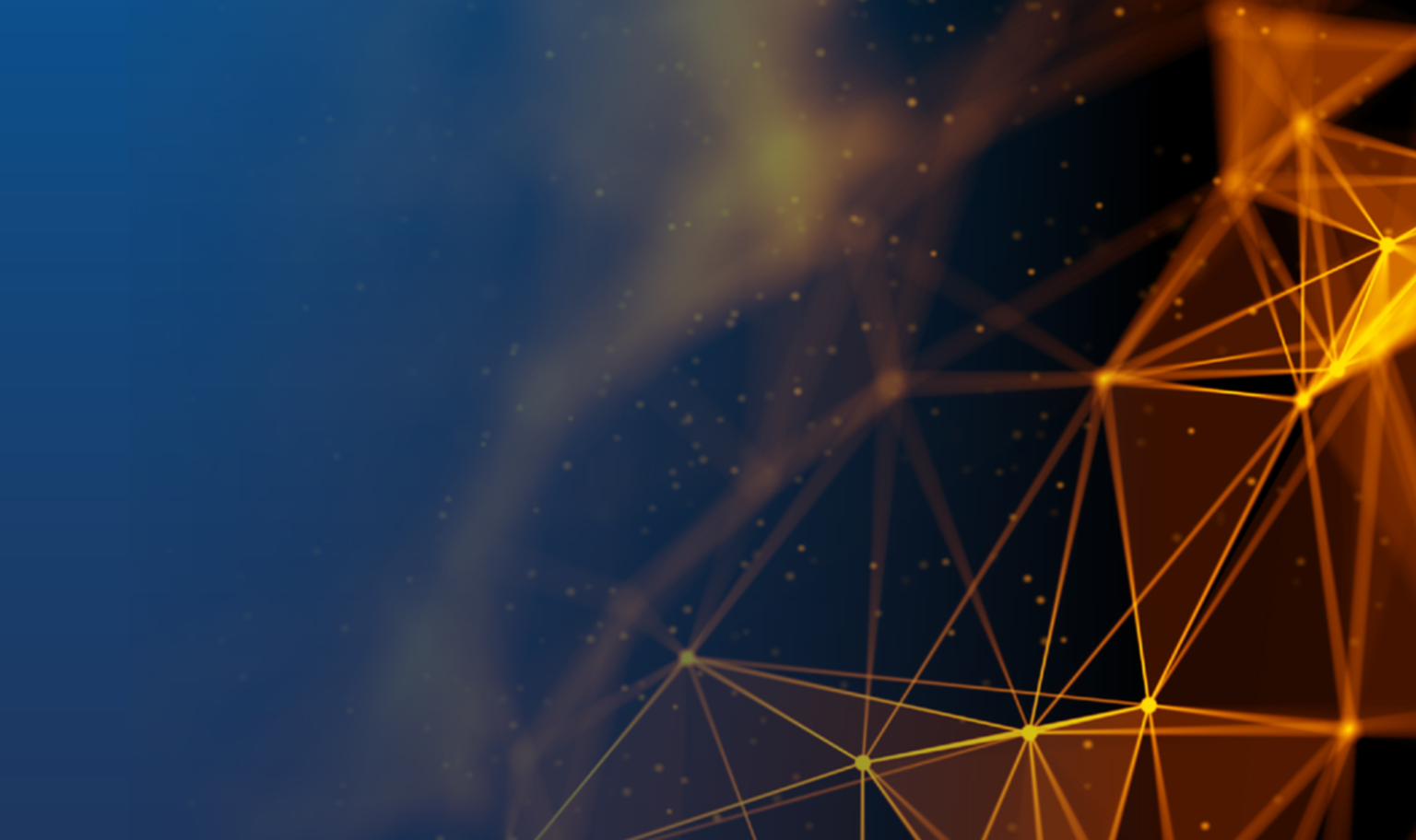 blue background with orange lines and dots forming a prism in the right corner