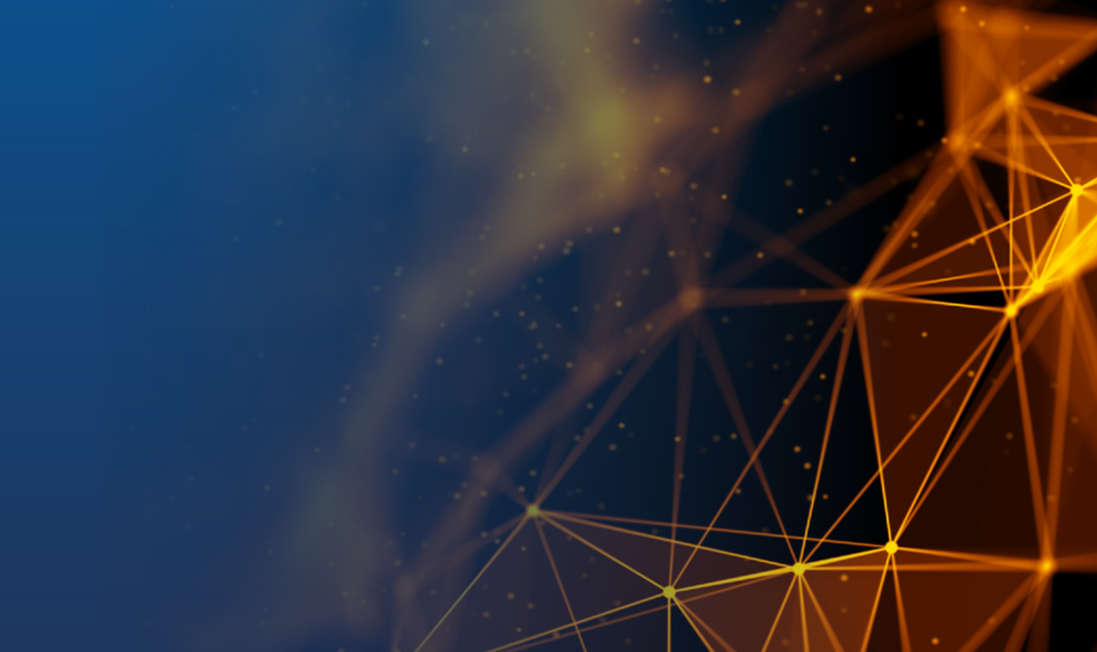 blue background with orange lines and dots forming a prism in the right corner