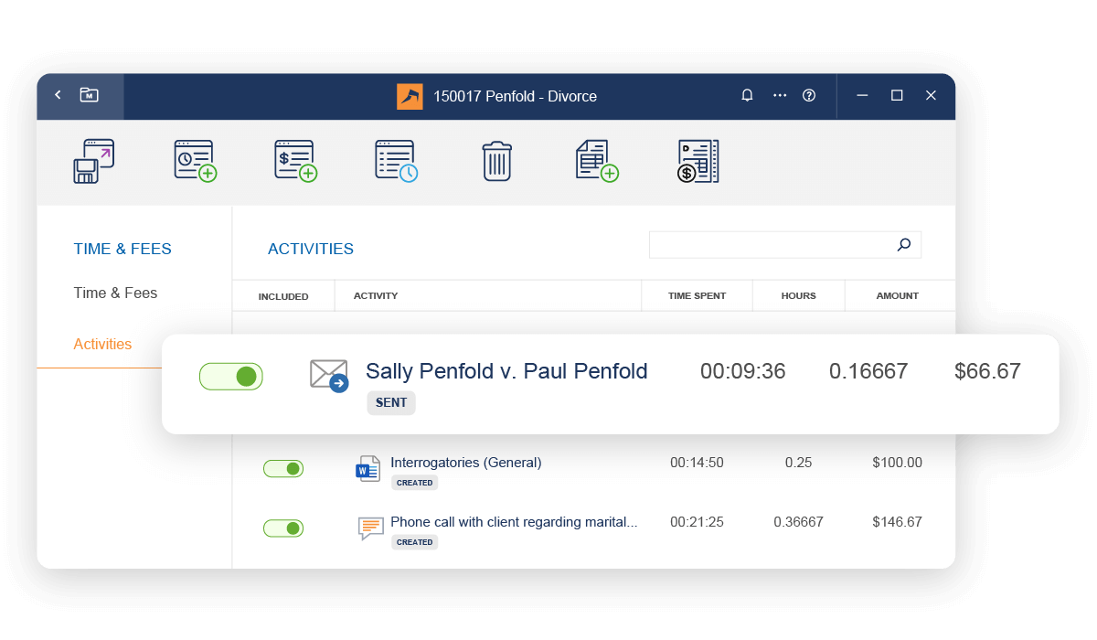 AutoTime time tracking screen