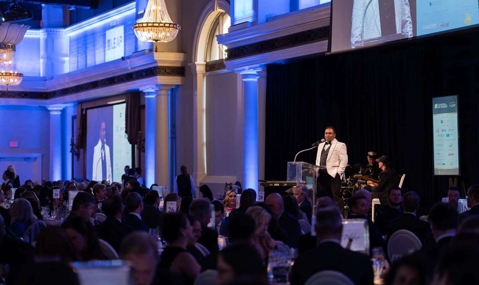 person addressing a crowd