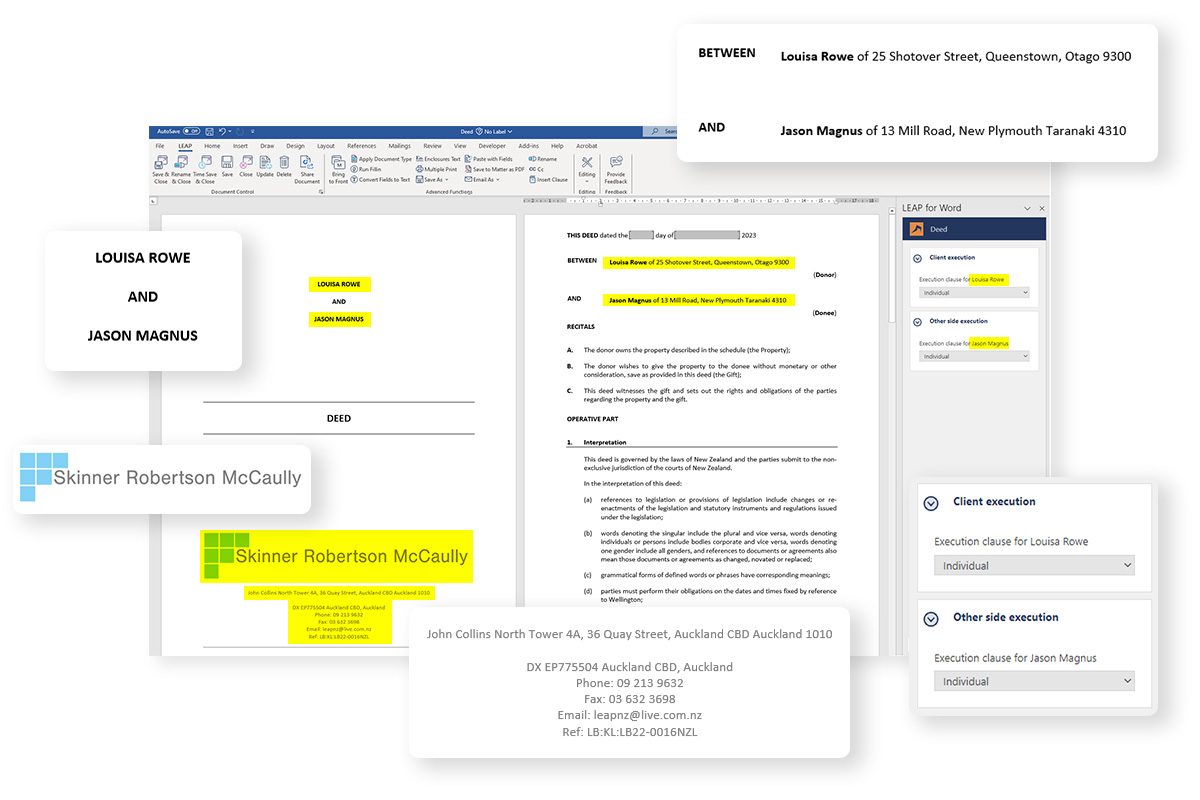 Drafting documents in LEAP