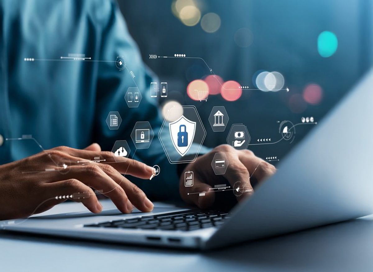 Data Security - Compliance, laptop and security based icons
