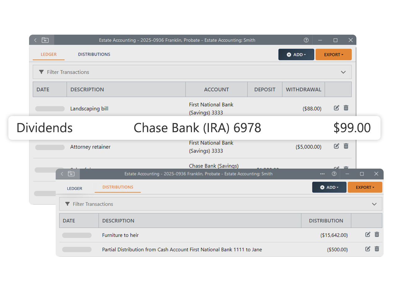 Preview of estate accounting feature in LEAP.