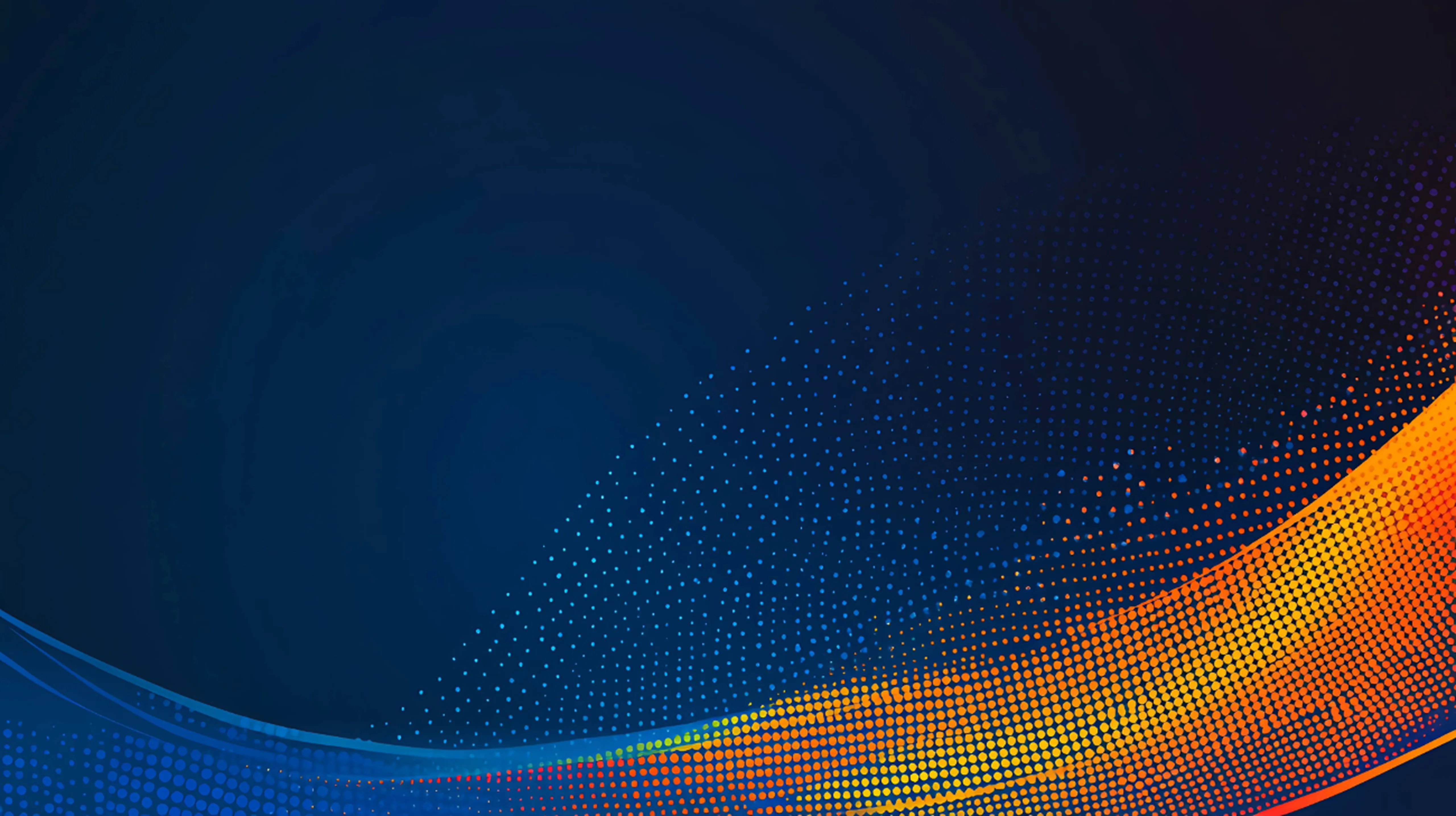 blue background with dot waves in orange and yellow