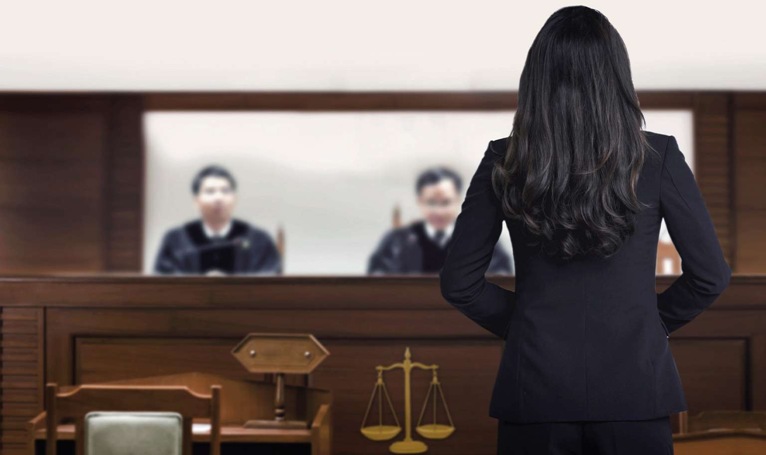 Woman in courtroom