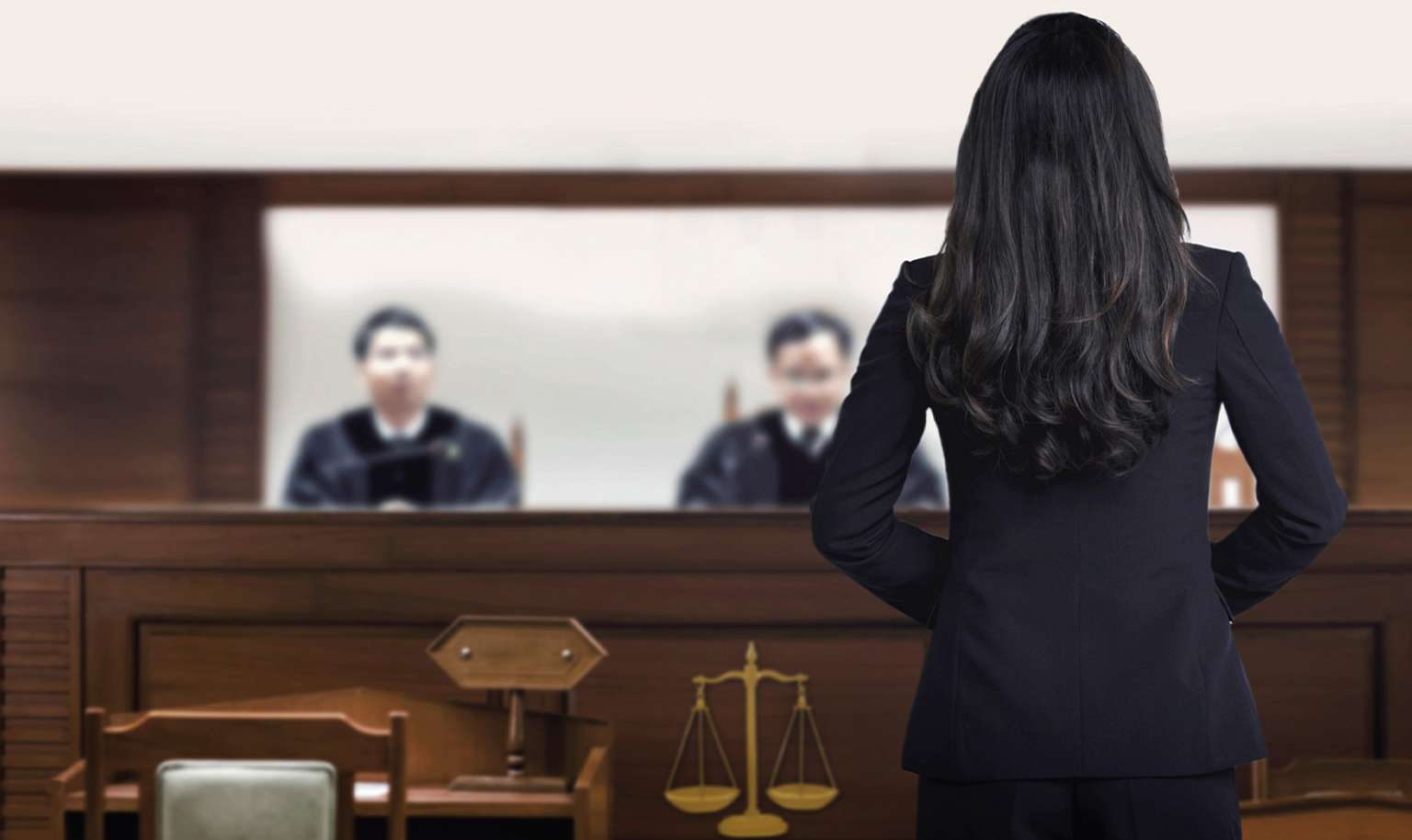 Woman in courtroom