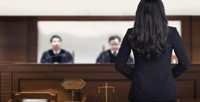 Woman in courtroom