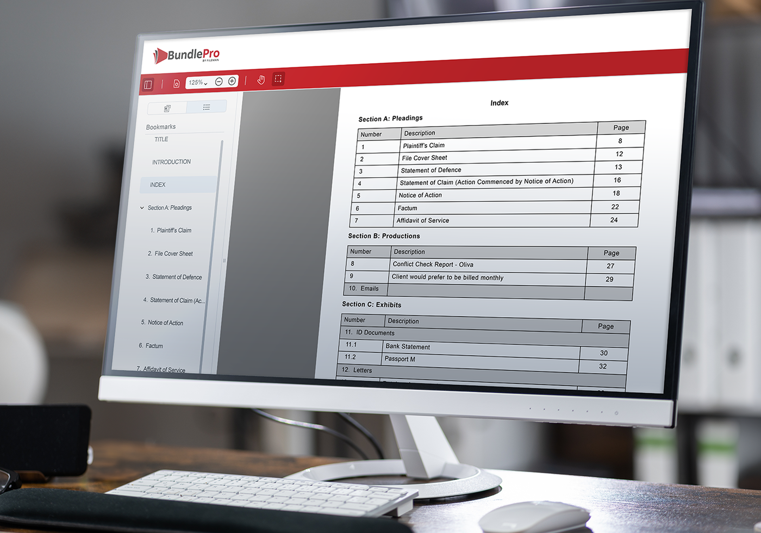 Computer on a desk with bundlepro open