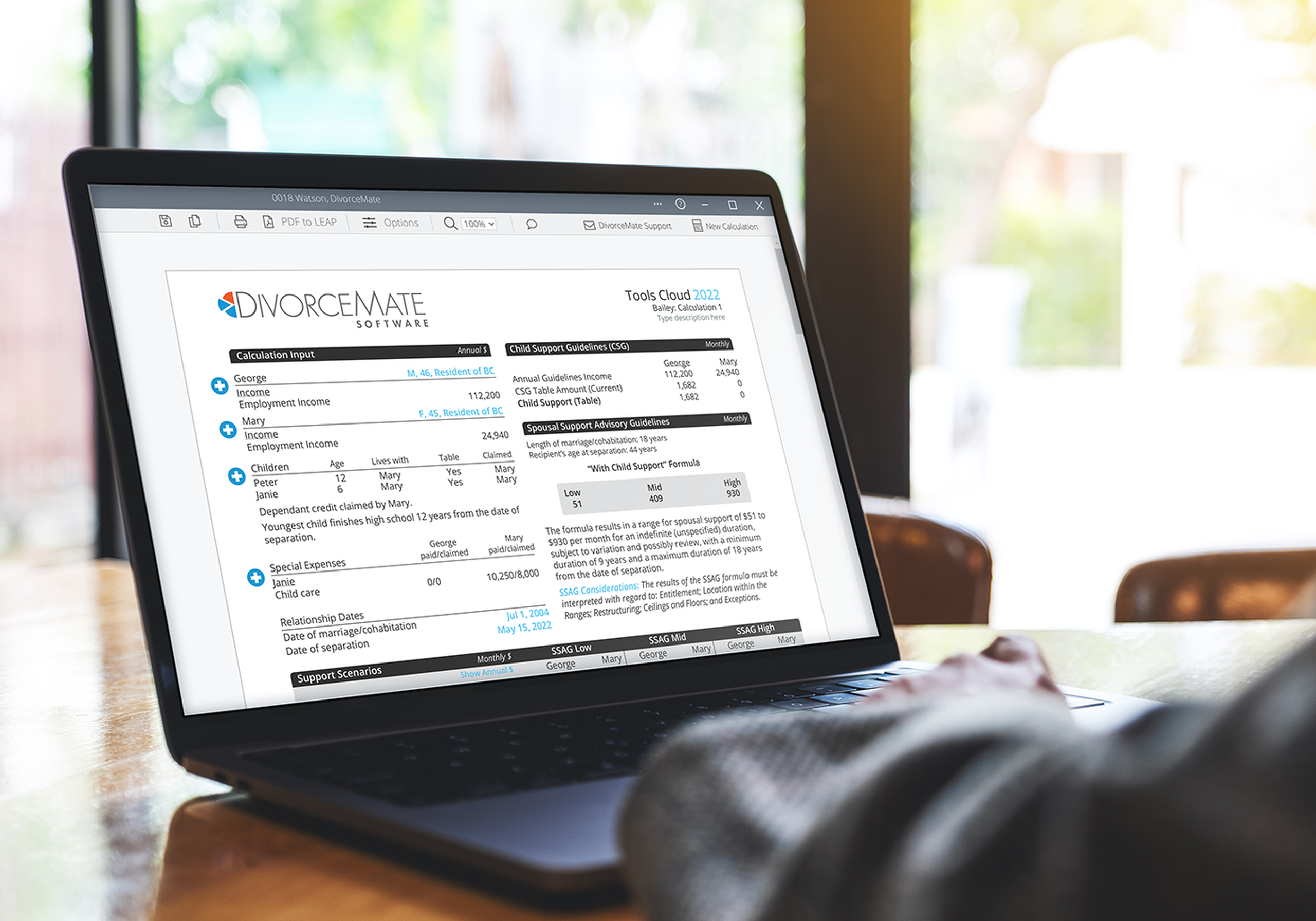 person using a laptop with divorcemate open